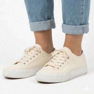 Women's Cream Canvas Sneakers